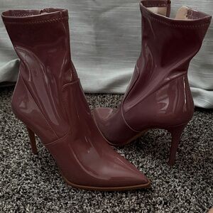 Steven By Steve Madden Glossy Maroon Heeled Boots